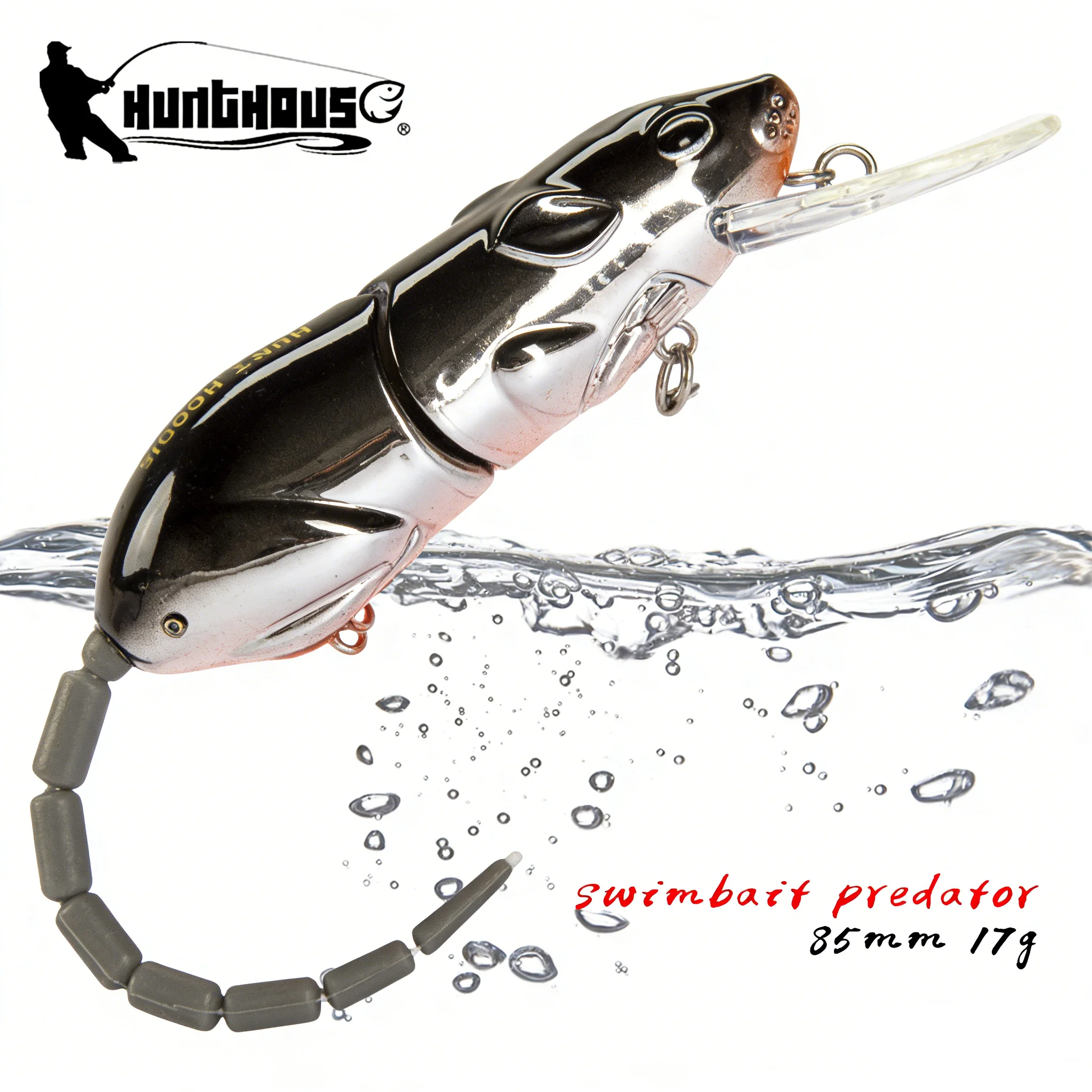 Hunthouse Rat Artificial Hard Fishing Lure 85mm 17g Multi-Joint Segment Tail Mouse Bait For Fishing Bass Pike Minnow Tackle