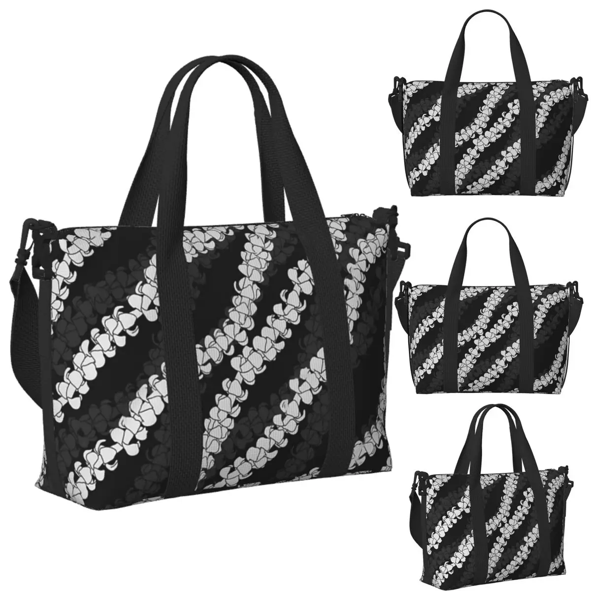 

Custom Puakenikeni Single Leis On Turquoise Beach Travel Bag Tote Bags for Gym Yoga Women Shopping Duffle Shoulder Bag