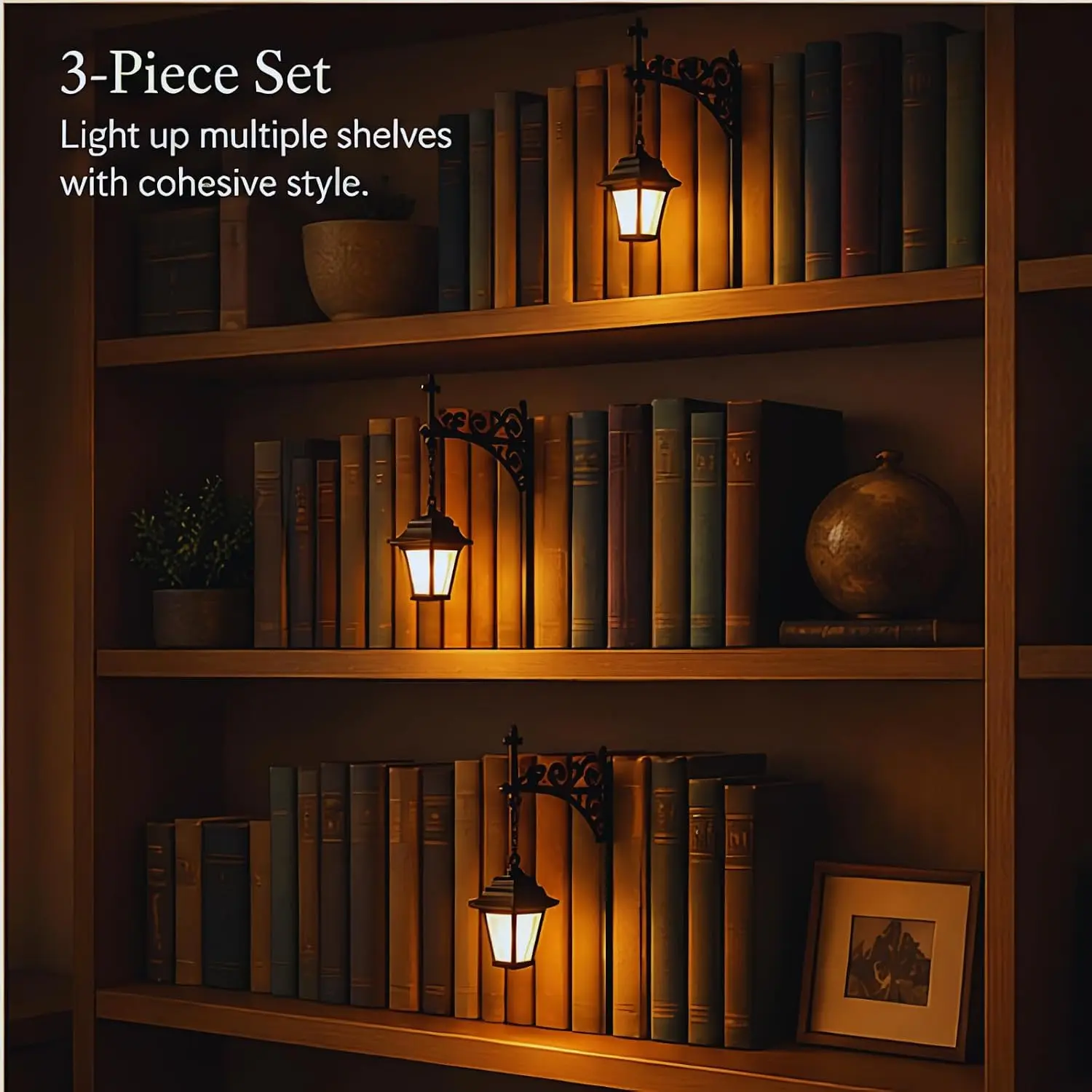 Vintage Bookshelf Lamp Library Lantern Light Library Lantern Bookshelf Light Vintage Reading Nook Led Night Lamp Decor for Home