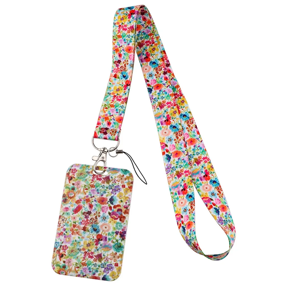 New With Lanyard ID Card Holder Strap Flower Credit Card Holders Teacher Nurse Badge Holder
