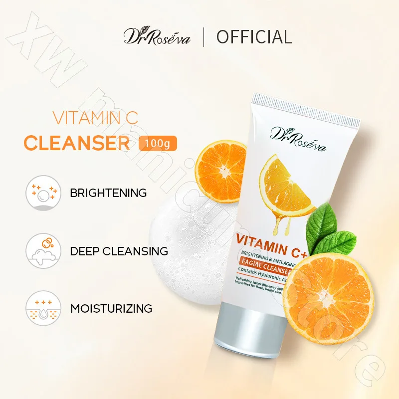 Vitamin C Facial Cleanser Deep Cleansing Oil Control Moisturizing Brightening Soothing Sensitive Facial Cleanser 100g