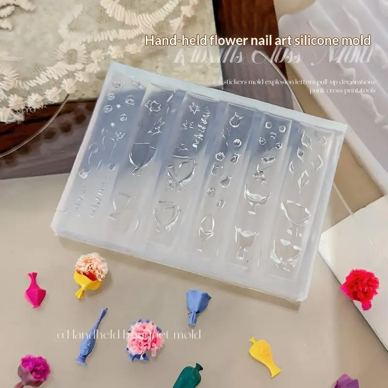 Premium Silicone Nail Mold with Intricate Bouquet Vase Design for Distinctive Nail Art