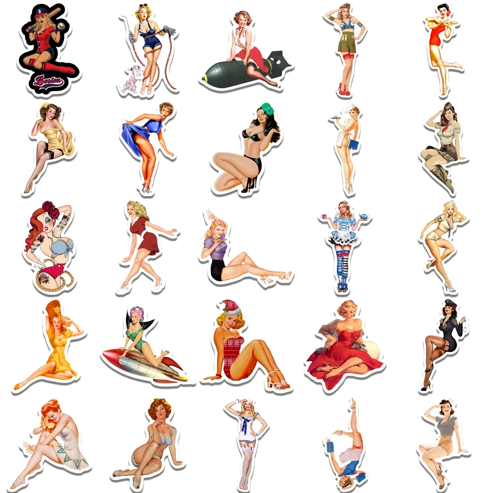 New World War II Sexy Pin up Girl Poster Stickers Waterproof DIY Laptop Motorcycle Car Luggage Skateboard Decal Sticker