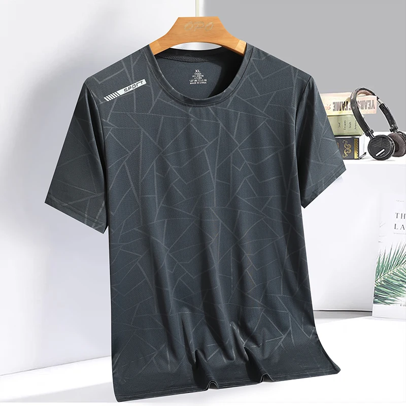 Summer camouflage ice silk T-shirt short sleeved round neck sports shirt thin breathable quick drying simple and versatile light