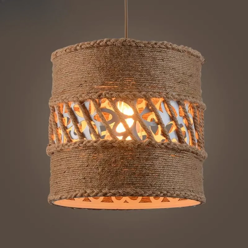 

Retro simple American creative personalized lamps restaurant bar counter cafe pastoral decoration hemp rope chandelier