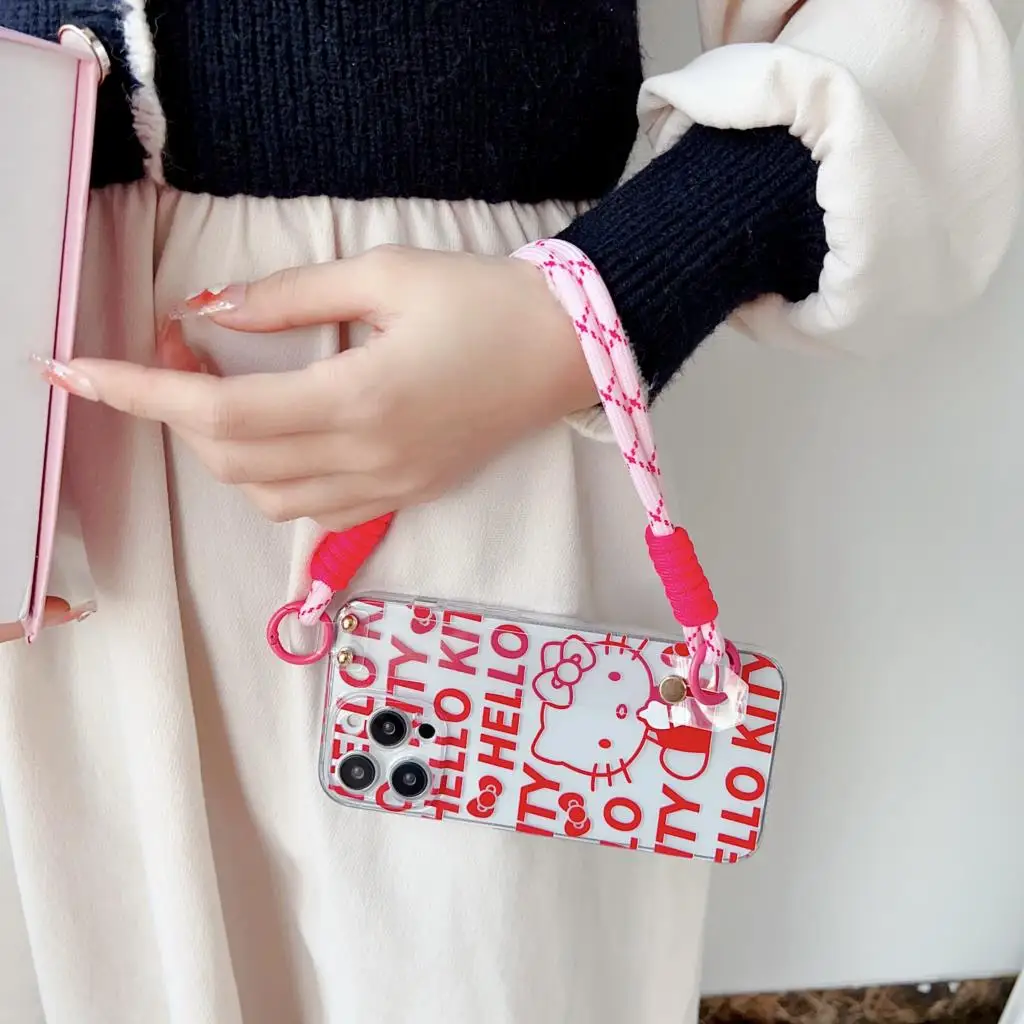Cute Hello Kitty Case Wrist Strap Holder For iPhone 15 14 13 12 11 Pro Xs Max Xs XR 7 8 6 Plus SE 2020 image 6