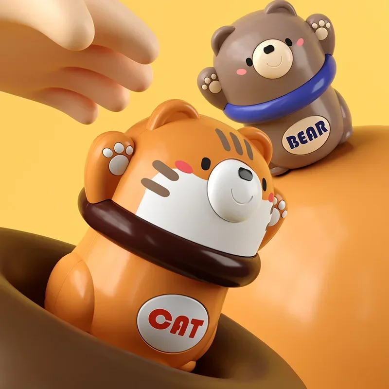 Brinquedos divertidos para crianças imprensa urso gato cão inercial motocicleta bonito dos desenhos animados pai-filho jogo de corrida interativo presente do feriado