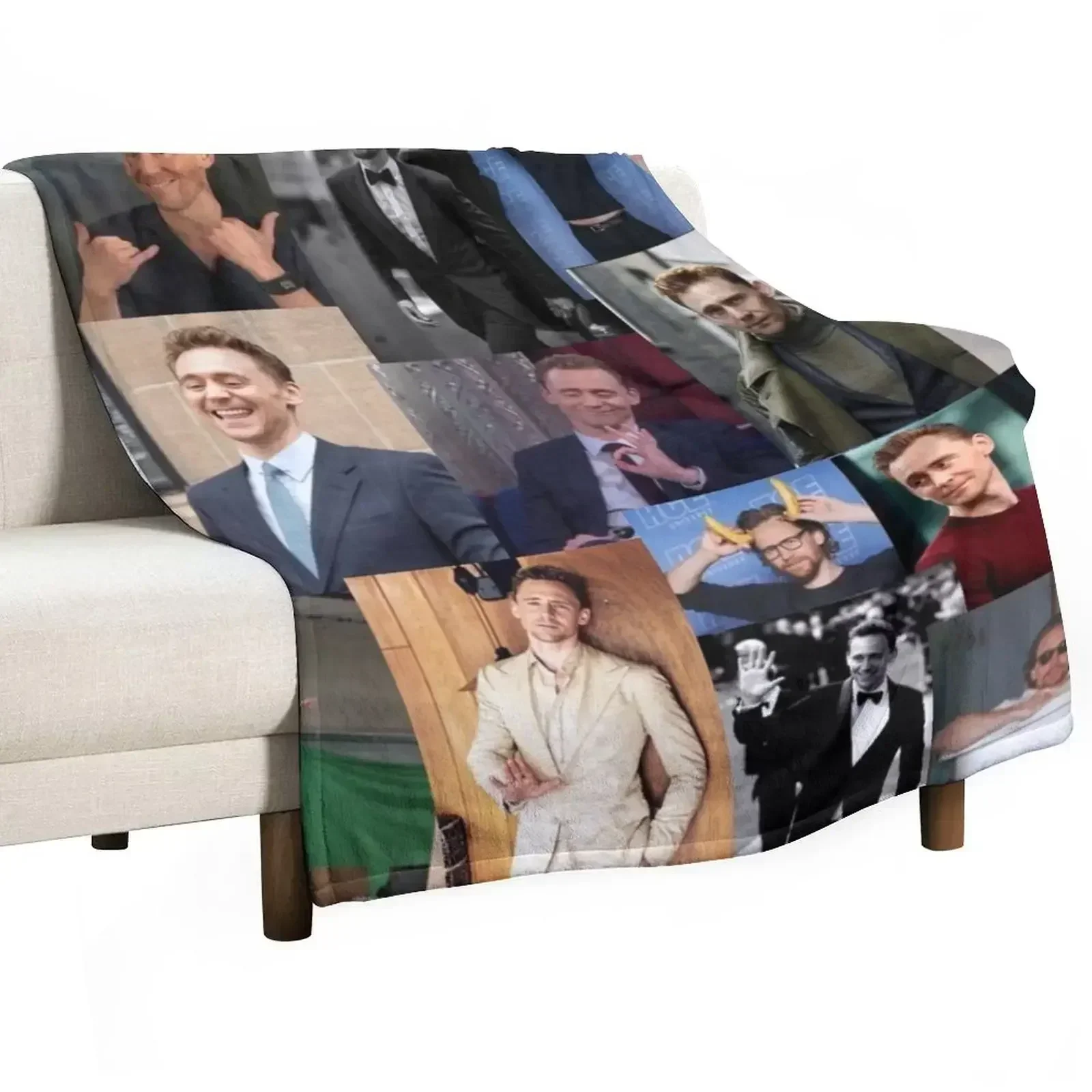 Tom Hiddleston collage Throw Blanket Vintage Comforter Thin Personalized Gift Furry Hairys Blankets