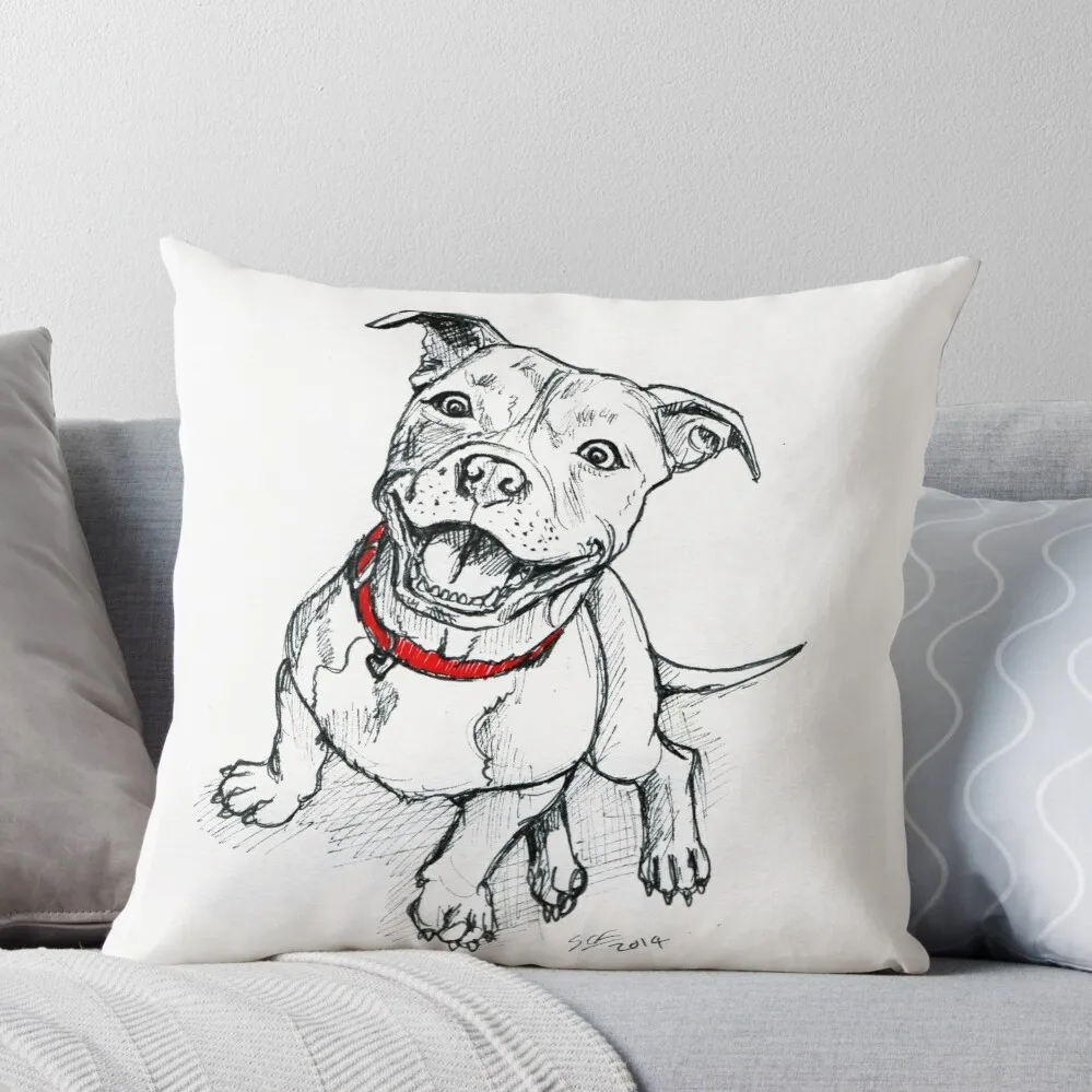 

Happy Staffie Throw Pillow Sofa Covers Pillow Cases Decorative luxury home accessories