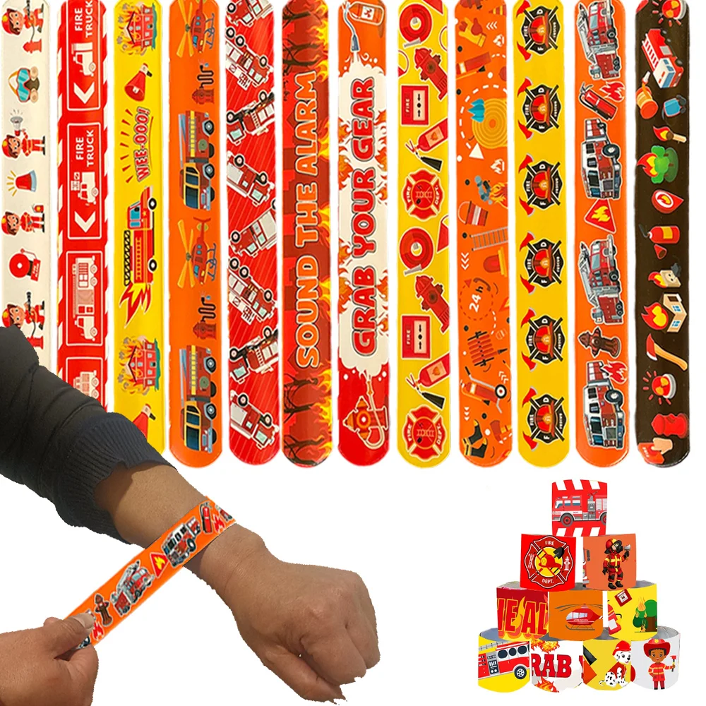 

24 Pcs Fire Fighting Slap Bracelets Firefighter Party Decorations Slap Wristfor Kids Party Favors Class Rewards Exchange Gifts