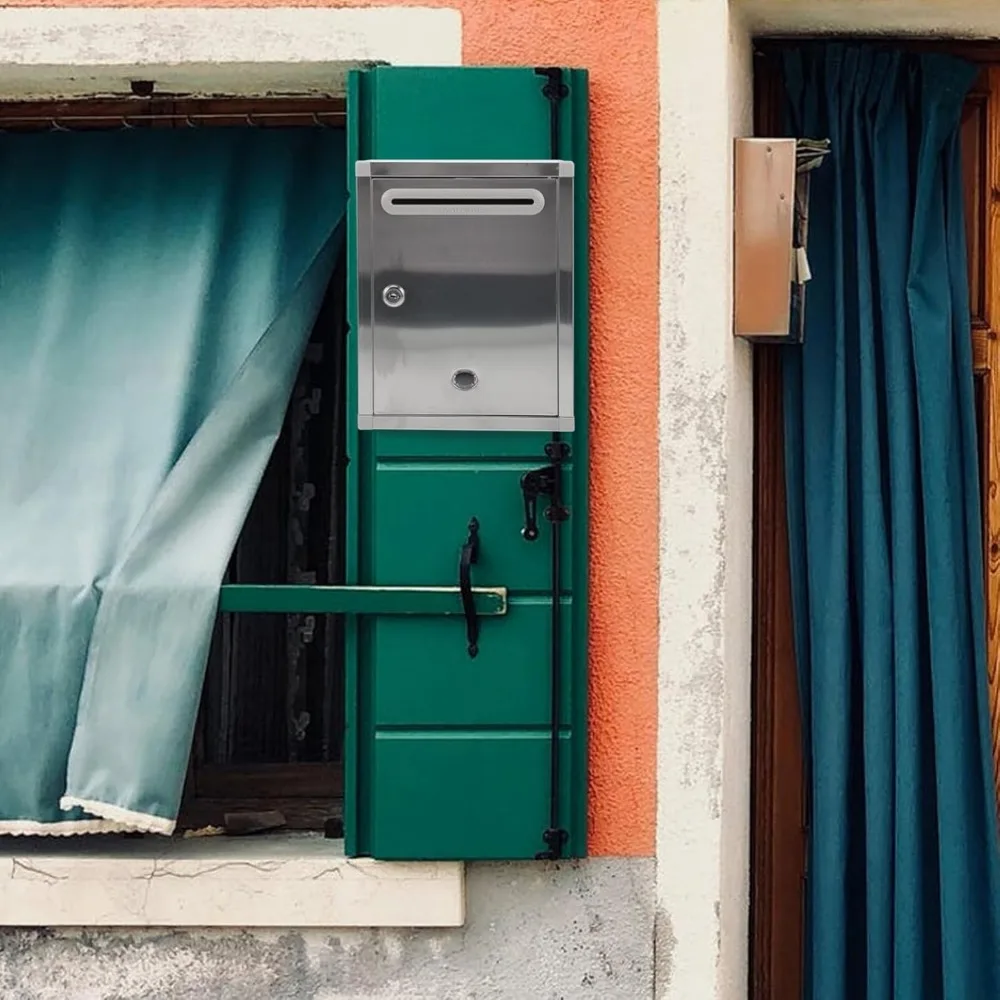 حامل صندوق بريد بقفل داخلي وخارجي، صندوق تخزين صحف آمن على الحائط لتوصيل البريد الآمن