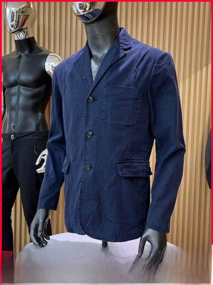 

Ретро-американский мужской деловой повседневный пиджак премиум-класса, осенняя новинка, модный стандартный крой, из чистого хлопка