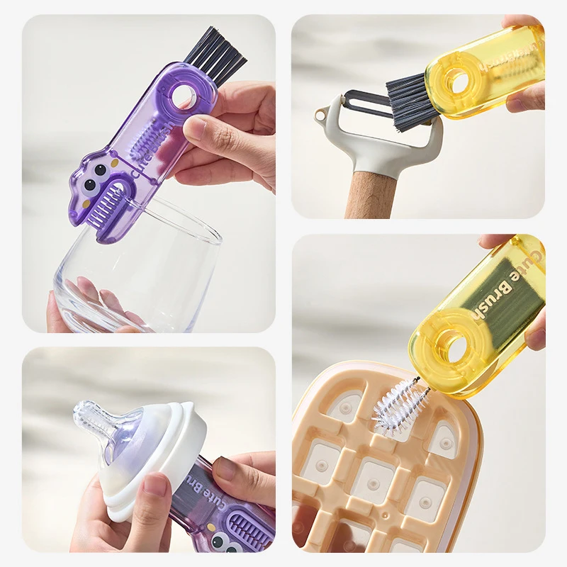 3 In 1 Multifunctional Cleaning Brush Tiny Bottle Cup Lid Detail Brush Straw Cleaner Tools Household Kitchen Cleaning Tool