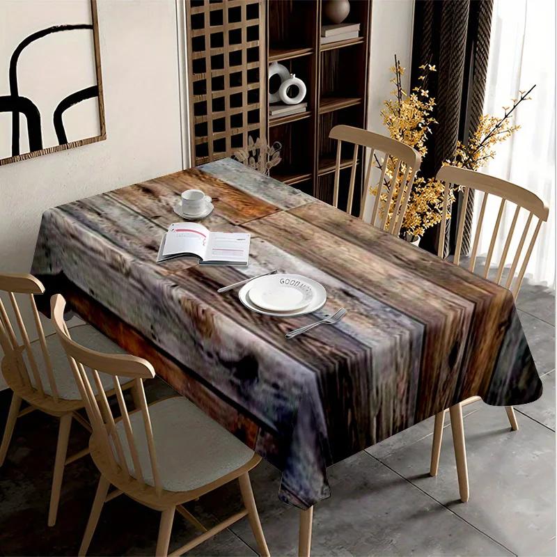 1pc of Soft, Stylish, And Attractive Vintage Wood Grain Tablecloth, Machine Washable And Easy to Clean, Suitable for Dining Tabl
