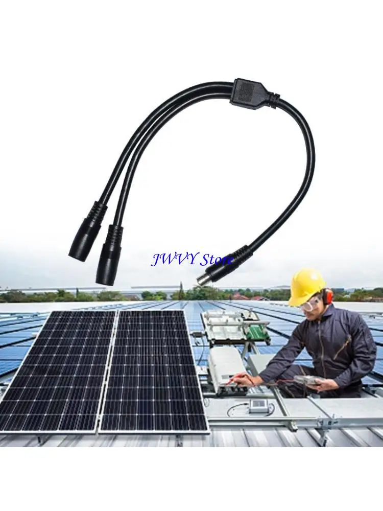 573A DC8020 Y Splitter Adapter Cable 14AWG Power Cord Wire 1 Male to 2 Female for Solar Panel Charging 40cm Long Black