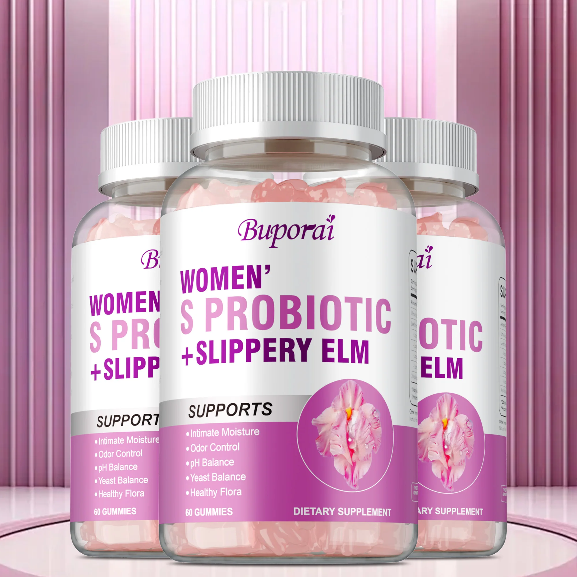 

Women's Probiotics Gummies - with Slippery Elm, Relieves Menopausal Discomfort, Supports PH Balance Gut Health, Boosts Immunity