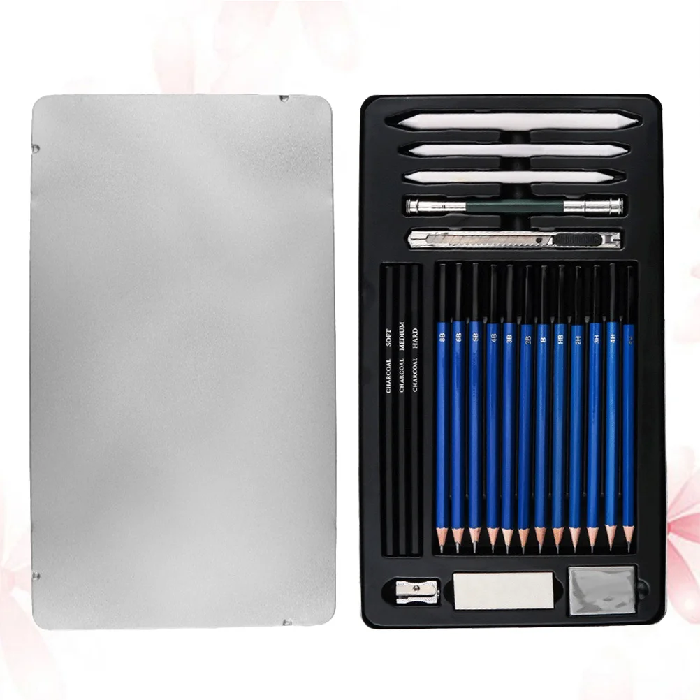 23 pcs Painting Pencil Sketch Drawing Kit For Art Supplies Storage Case Travel School Use Drawing Pen Set Sketch Tool Set