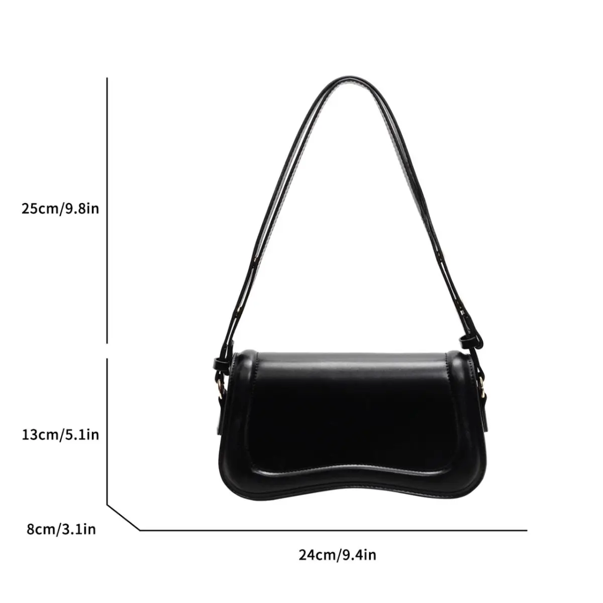 Shoulder Bag for Women Handbag - Fashion Crossbody Bags Purse Vintage  Underarm Bag Square Satchel (Black)