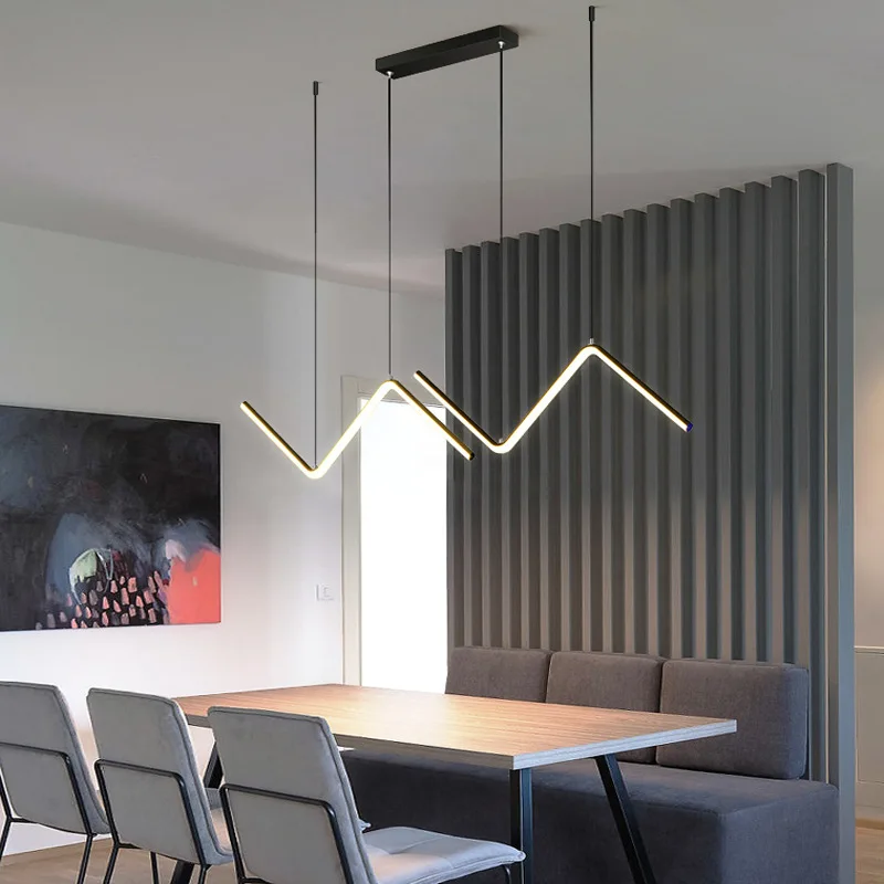 

Nordic minimalist design aluminum metal industrial linear indoor bedroom 40W suspended modern LED pendant light