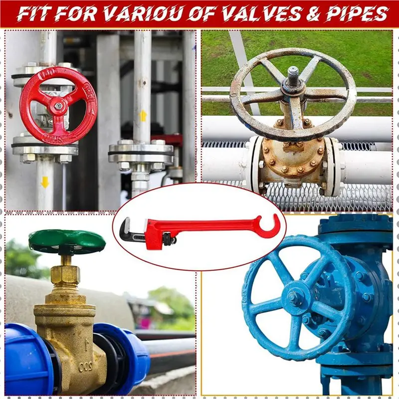 T21C 3Pcs 8In Double Ended Valve Wrench Pipe And Valve Wrench Refinery Wheels 1/8In-1-1/2In Pipe Capacity For Protecting From