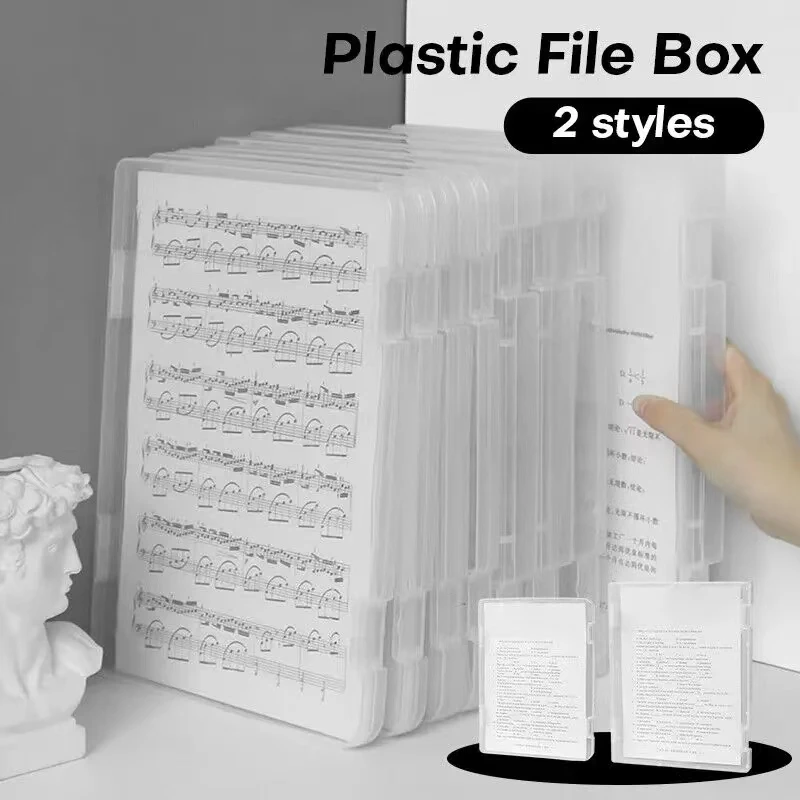 

1PC Clear Document Storage Box Stationery Organizer Folder Office Bill Storage Sorting Plastic Box A4 Paper Capacity