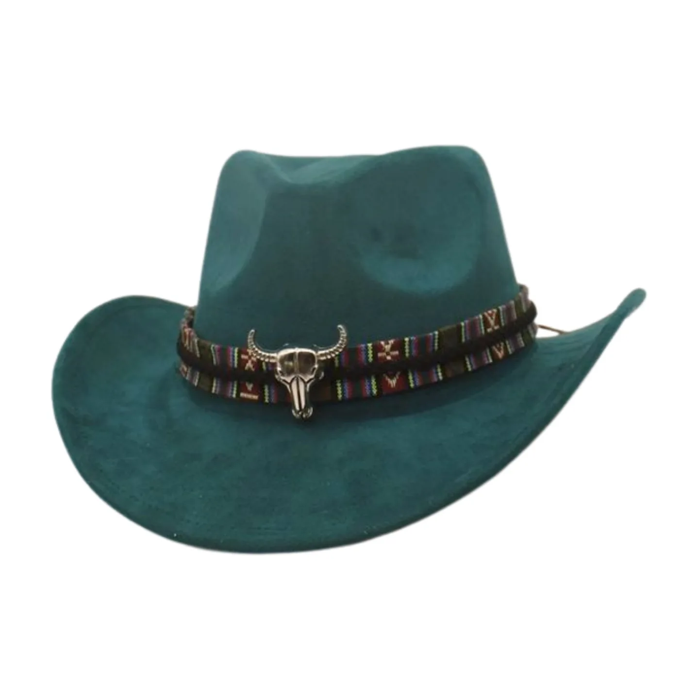 Cow Head Accessories Suede Felt Hat Western Cowboy Hat Women Men Roll Wide Brim Jazz Men's Ladies Dance Performance Fedora Cap