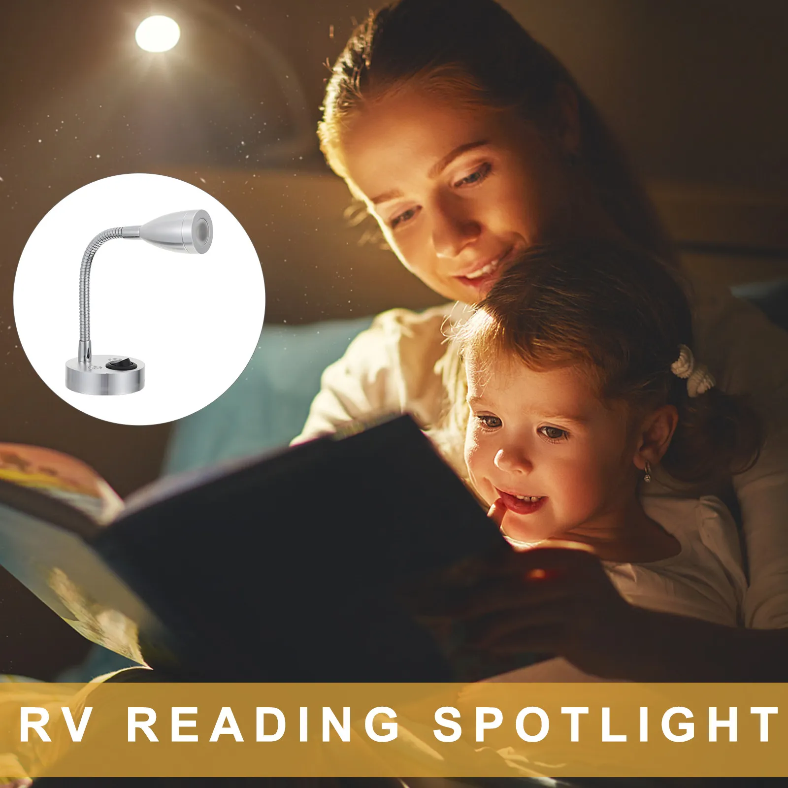 

LED Reading Light 3W Wall Cabinet Spotlights for Rv Yacht Motorhome Boat Flexible Swivel Reading Lamp Bedside Spotlight