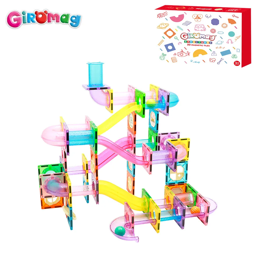 GIROMAG 10-110pcs Conjunto de construção de telhas e tubos magnéticos - STEM Brinquedos educativos de construção para crianças, meninos e meninas de 3 a 12 anos