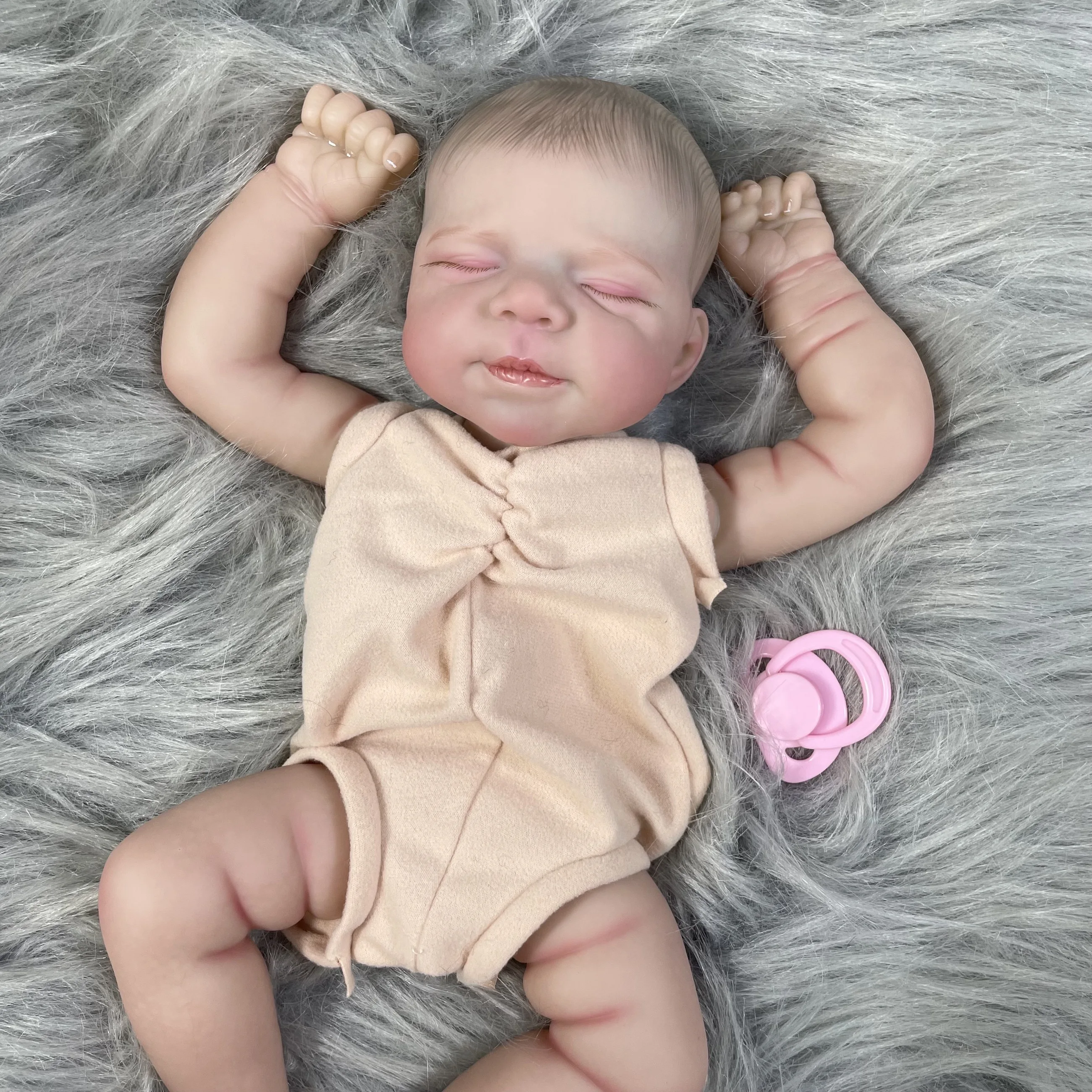 18 inch Already Painted Vinyl Reborn Doll Kit Pascale Lifelike Soft Touch 3D Painted Skin Doll Parts with Cloth Body