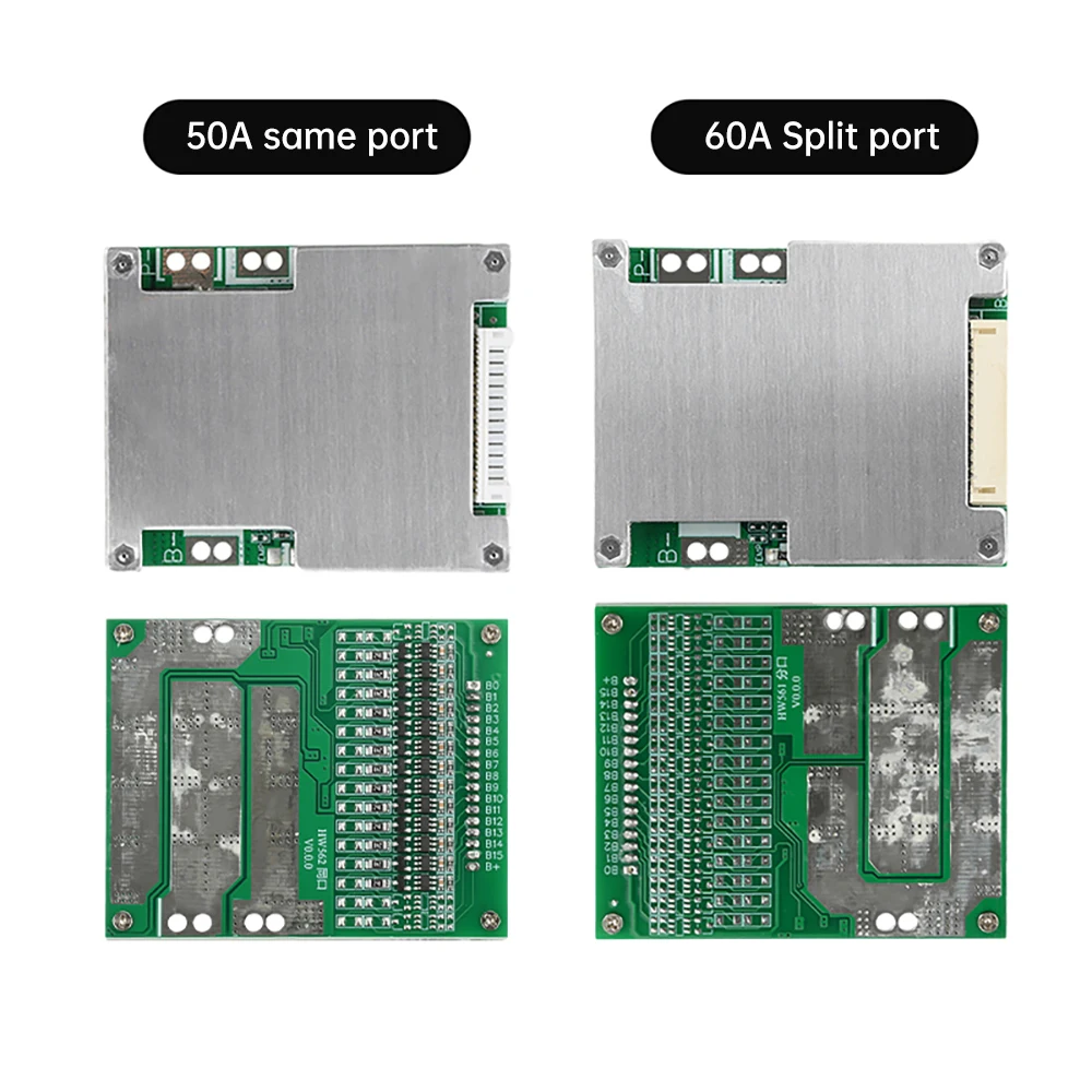 13S 50A 60A Li-ion Battery Protection Board Split Rechargeable EV Battery Protection Board with Equalizer Module 48V