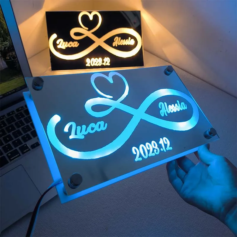 

Personalized Infinite Love Couple Mirror Lamp