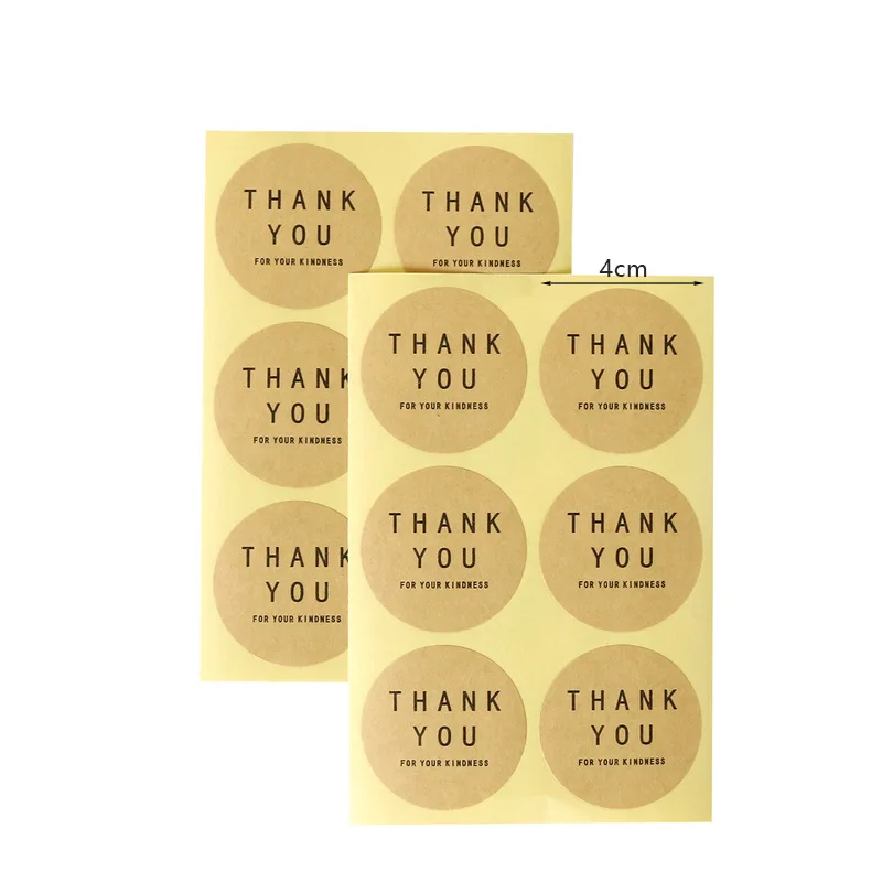 Round Paper Stickers Thank You for Your Kindness Gift Sealing Labels Scrapbooking DIY Crafts Party Packaging Supplies 4cm 60pcs