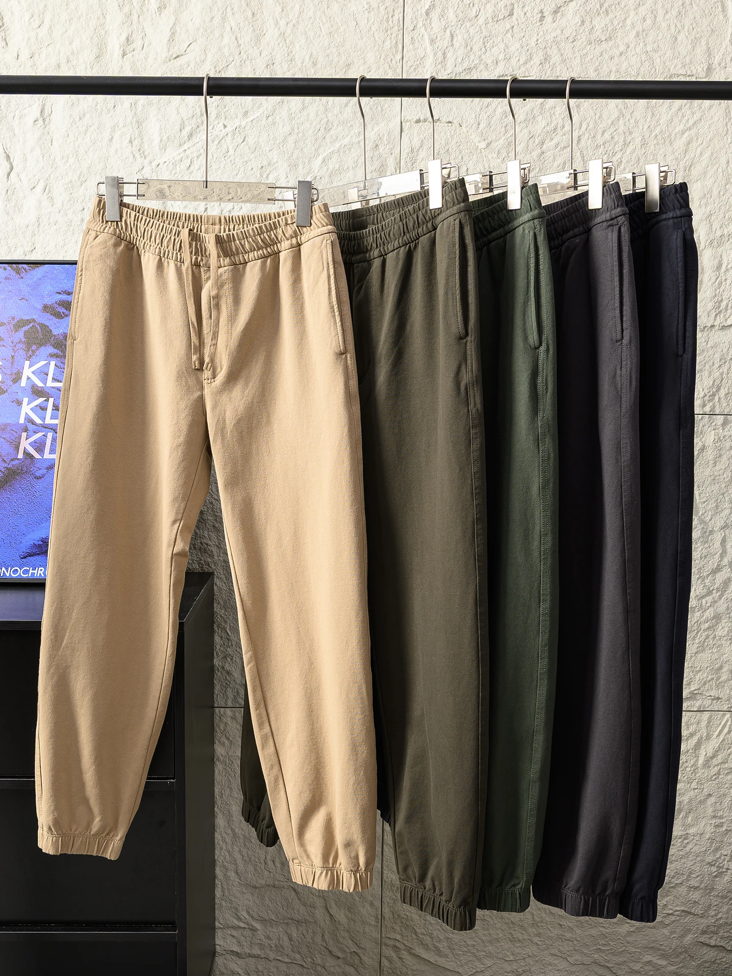

Comfortable Breathable Pure Cotton Men's Fashionable Casual Pants Elastic Waist Loose Fit Autumn Season Long Trousers