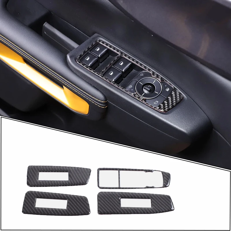 For Ford Ranger/Ranger Raptor T9 US Version 2023 2024+ Soft Carbon Fiber Car Glass Lift Switch Sticker Car Interior Accessories