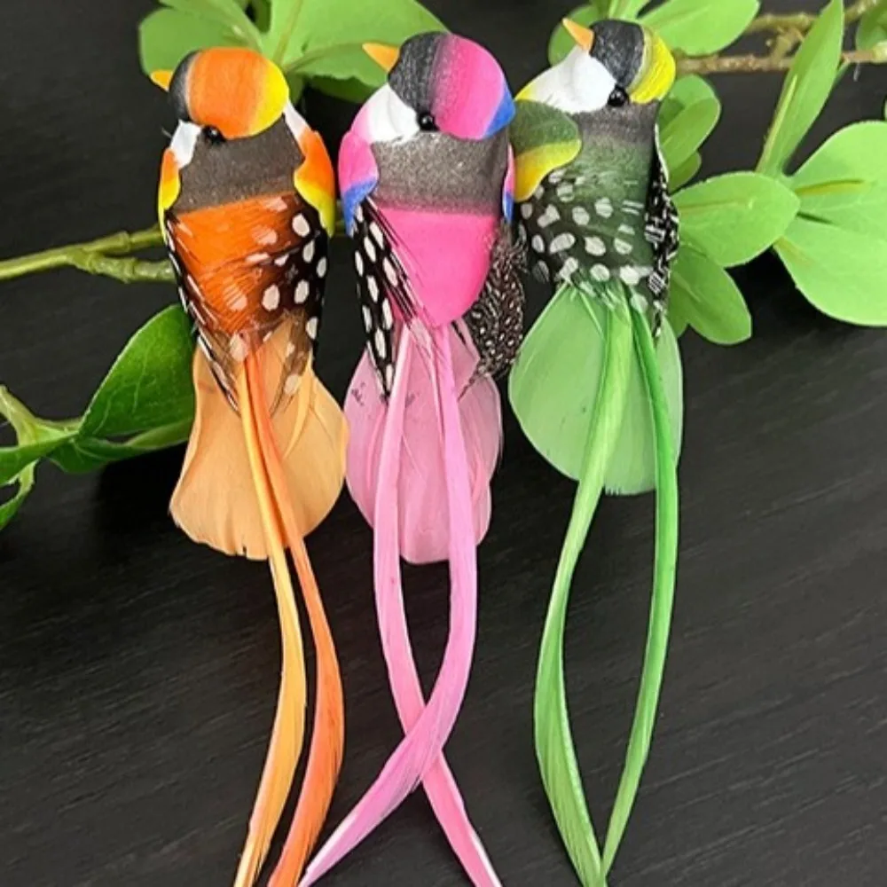 1/6PCS Christmas Tree Figurines Decor Simulation Birds Statue Colorful Xmas Model Birds Photography Props Home Decoration
