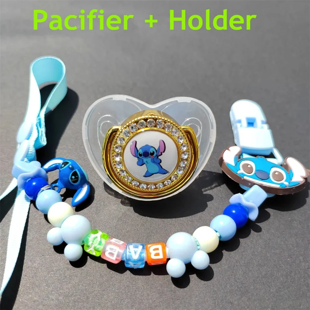 2024 Stitch Pants Personalized baby Pacifier Clip Baby Silicone Pacifier Shiny baby nipple BPA-free baby tether Dummy  baby gift