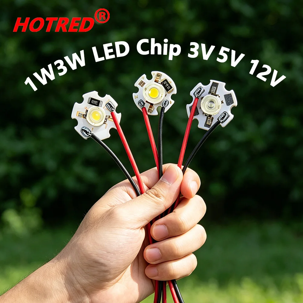 5-10pcs DC3V 3.6V 5V12V 1W 3W LED Chip Pre-soldering 10cm Wire With 16mm 20mm White Warm Deep Red Green Royal Blue Yellow UV LED