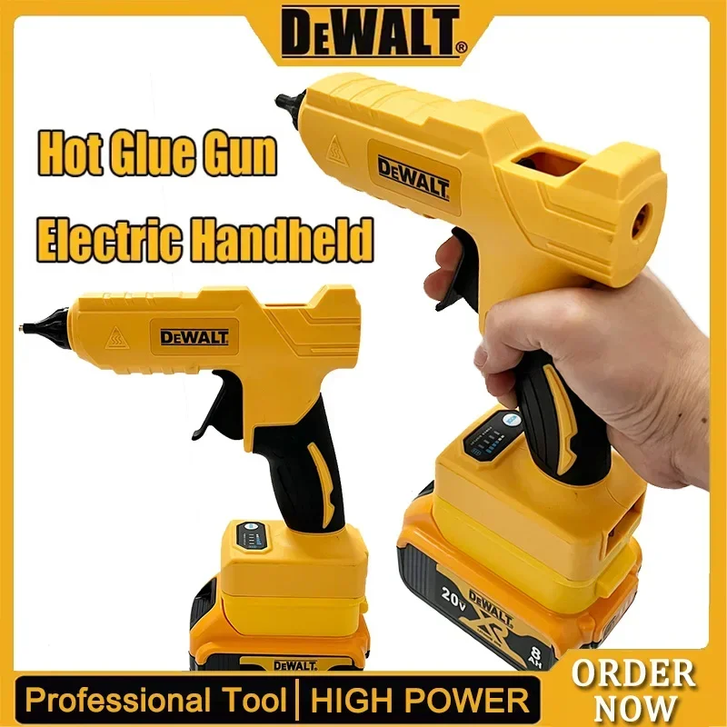 Pistola de pegamento caliente eléctrica de mano inalámbrica Dewalt, herramienta de reparación DIY, pistola de aire caliente de soldadura por fusión en caliente, boquilla antiescaldaduras para batería de 20V