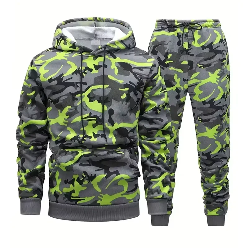 Camouflage Tracksuit Set 3D Print Two Piece Sportswear Casual Sweatshirt Pants Outfit Men Women Athletic Jogging Suit Clothing