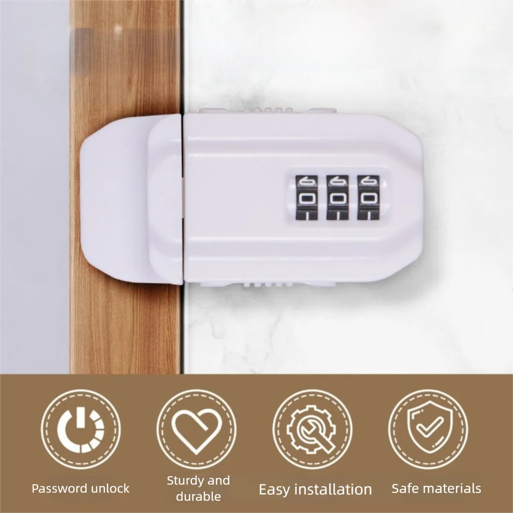 

Non Drilling Installation Password Secure Cabinet Lock 3 Digit Password White Color Anti-Theft Drawer Lock Keyless Design