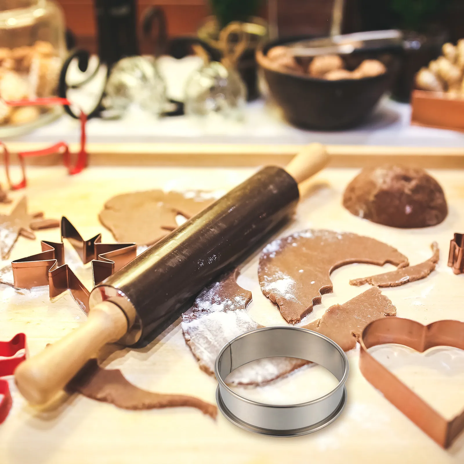 8Pcs Cookie Molds Set Food Safe Circular Hemming Design Baking Tool Cake Mousse Chocolate Stainless Steel Moulds