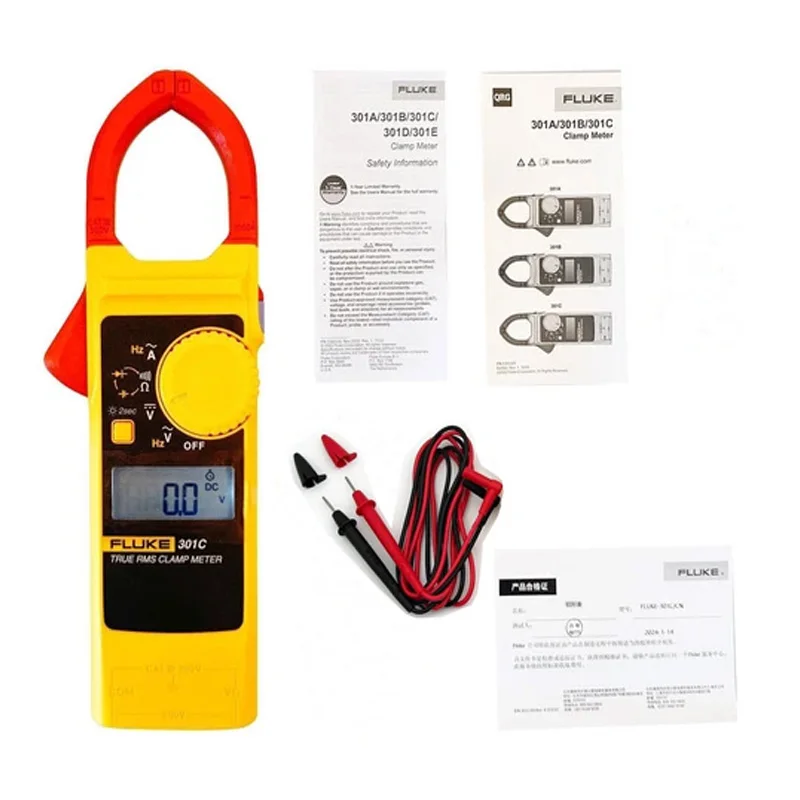Fluke 301 Series FLUKE 301A 301A+ 301B 301C 301D Clamp Meter Portable 10mm Jaw AC Current AC/DC Volt Ω Frequency
