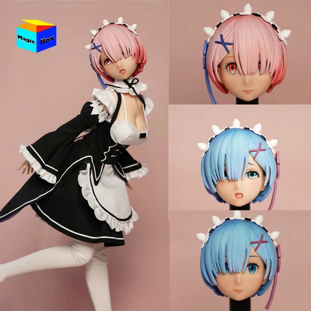 In Stock MR.TOYS MT2020-05 1/6 Female Cute Anime Girl Short Hair Rem Ram Maid Head Sculpt Carving Fit 12in Action Figure Body