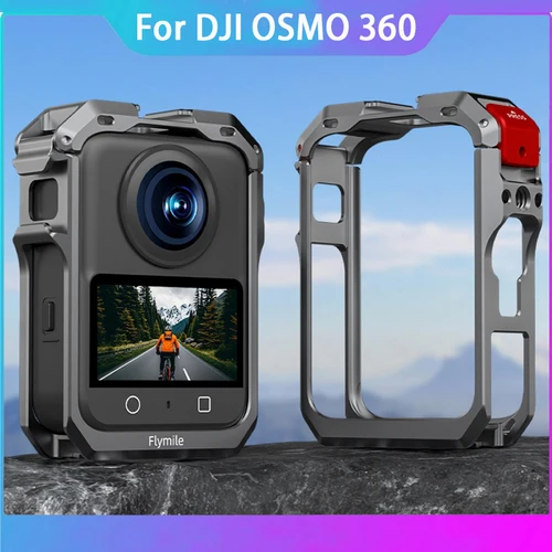 Imagen 1 del producto Funda protectora para accesorios DJI Osmo 360, marco de aleación de aluminio para cámara con cubierta de silicona para lente para Osmo 360