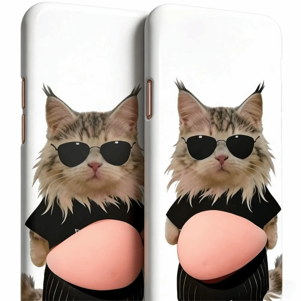 2Pcs Cute Soft Silicone 3D Cat Belly Stickers Self-Adhesive Cartoon Kitten Soft Belly Sticker Animal Decals Laptop Decal