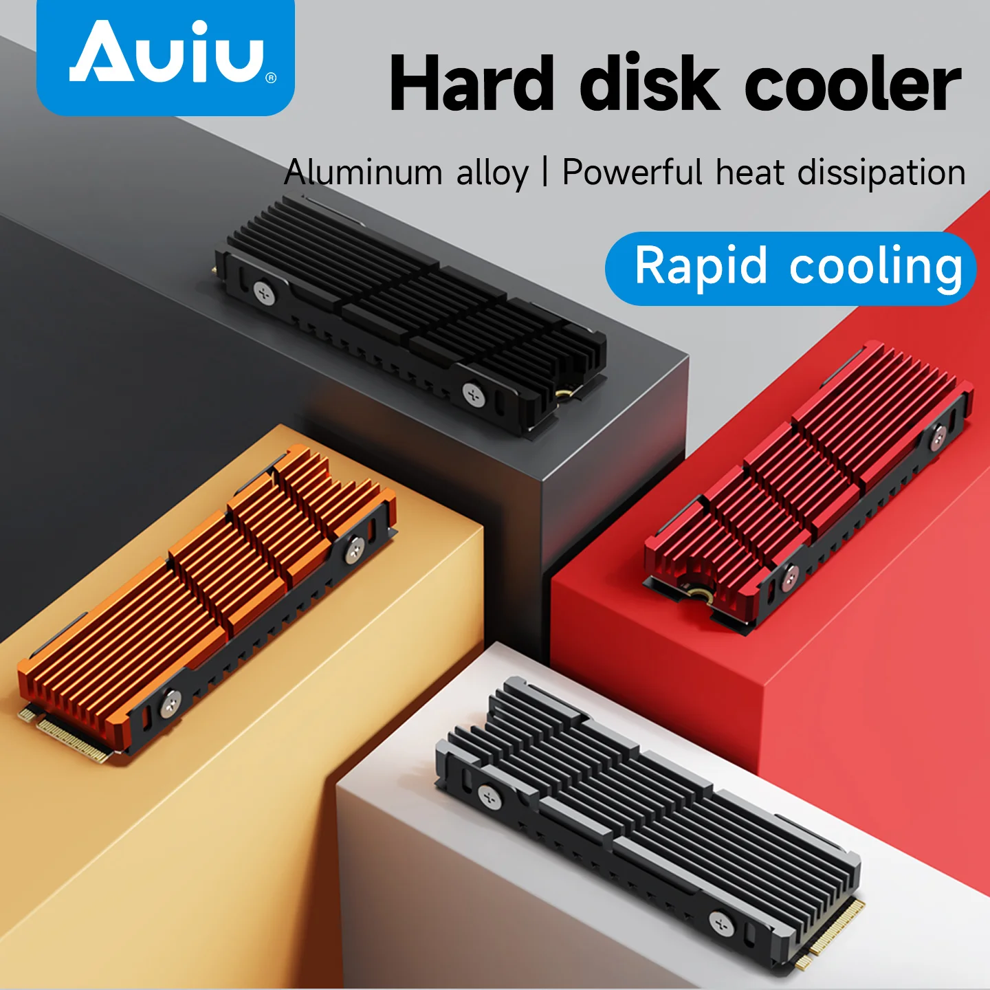 Auiu Large-area Heat Dissipation with Multiple Air Flows M.2 Hard Drive 2280 Heat Sink Heat Dissipation Plate SSD Cooling Jacket