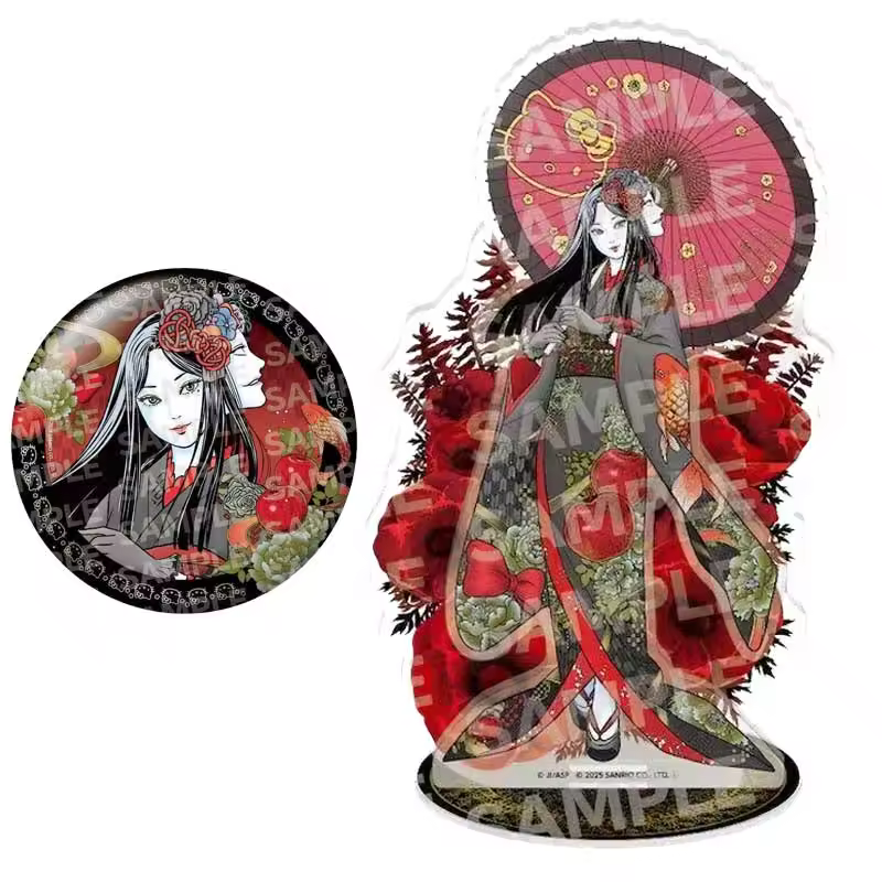 Junji Ito Comic Peripherals Acg Decoration Tomie Acrylic Stand Kimono Kitty Tomies Figurine 2025 Metal Badge Collection Toy Gift