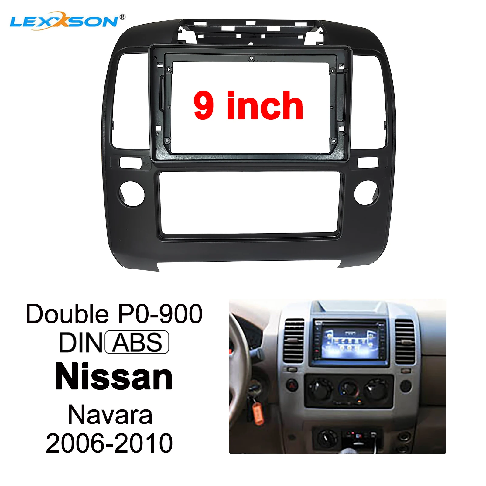 

9 Inch Car Fascia Trim Kit For Nissan Navara 2006-2012 Double Din Frame Audio Fitting Adaptor In-dash Stereo Facia Pane