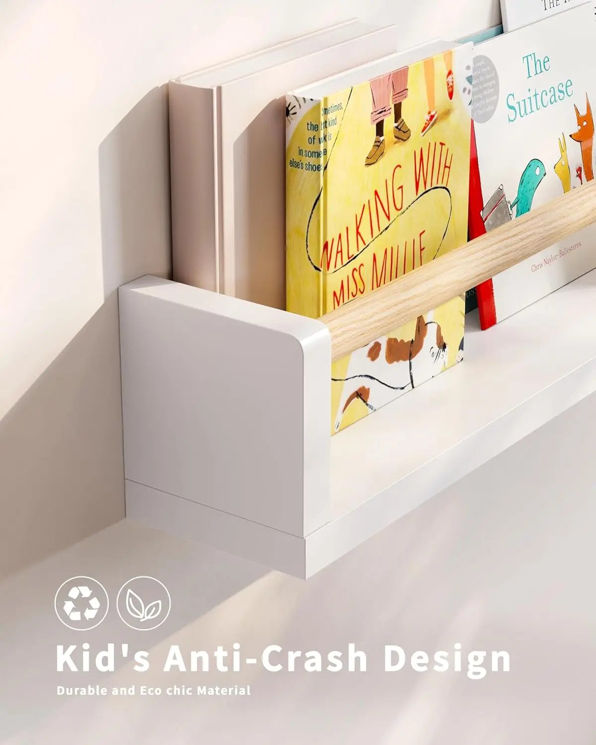 أرفف حائط للأطفال مكونة من 4 أرفف للحضانة وغرفة النوم وغرفة اللعب - تخزين قوي للكتب العائمة #2