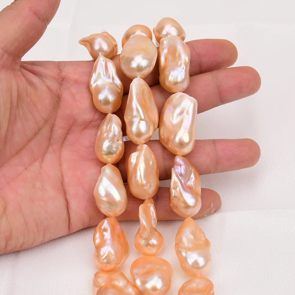 APDGG Natural Pink Baroque Pearl Loose Pendant Beads Strands 16'' Jewelry DIY